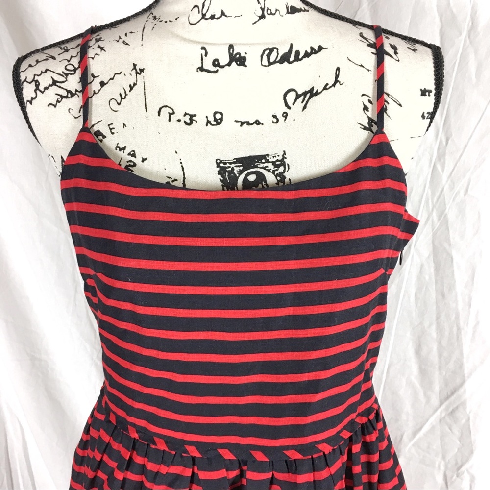 J Crew Dark Navy Red Linen mix Dress